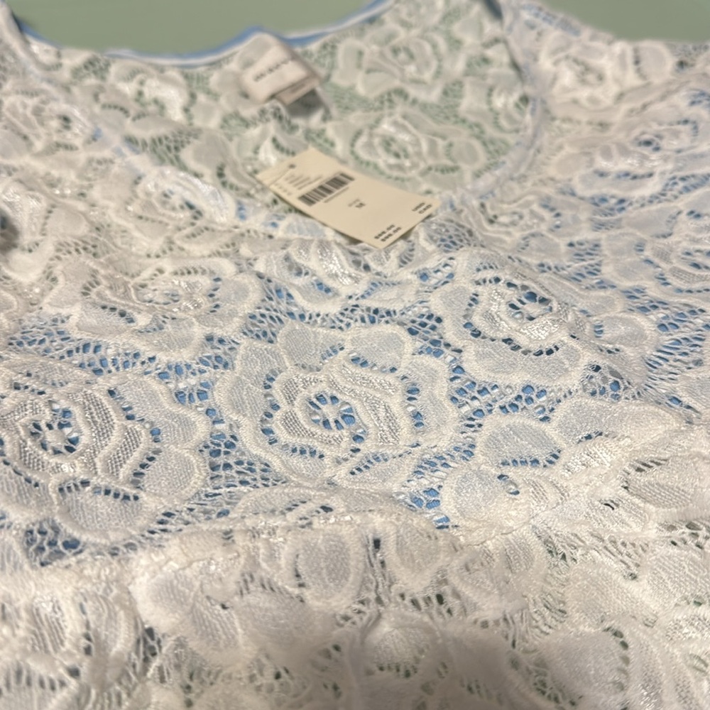 ✨ Anthropologie Lace Overlay Cropped Top Sz M - Picture 5 of 6